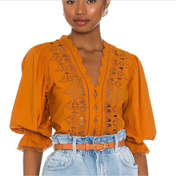 Free People Louella Embroidered Blouse- Size Large - Picture 1 of 6